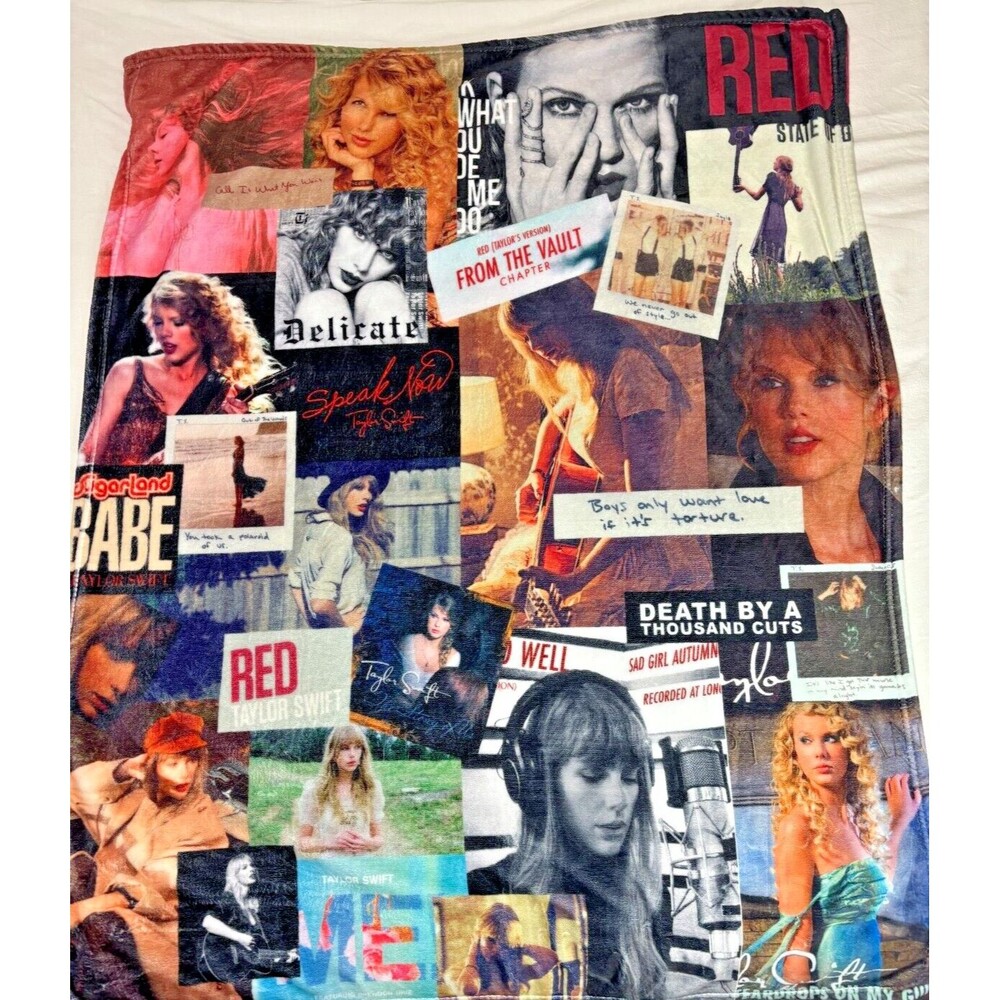 Taylor Swift Collage Small Throw Blanket 40x48 Soft Plush Wall Decor EUC
